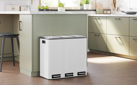Kosz do segregacji śmieci - Duży biały kosz na śmieci - SONGMICS LTB54WT