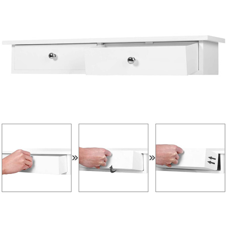 Biała wisząca szafka z 2 szufladami - Półka ścienna z szufladami - SONGMICS LWS65WT