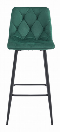 Krzesła barowe NADO - Tapicerowane, zielone (butelkowa zieleń) hokery (komplet 4)