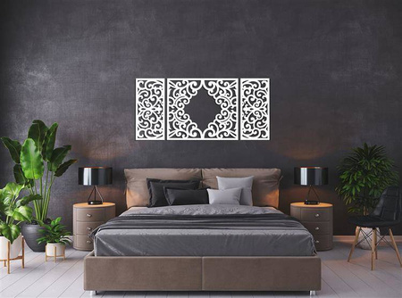 AŻUROWY TRYPTYK DEKORACYJNY, CLEMENTINE, DEKORACJA ŚCIENNA 3D, WŁOSKI STYL, ORNAMENT,75 x 160 cm, ZŁOTY