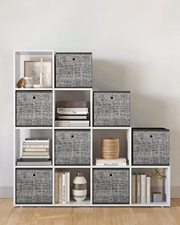 Biały regał schodkowy do salonu - Regał komorowy na książki - VASAGLE LBC10WTV1