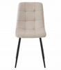 Proste beżowe krzesło KARA pokryte aksamitem - Tapicerowane krzesło kuchenne