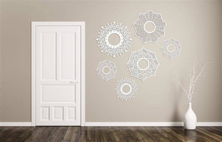 DEKORACYJNE PANELE AŻUROWE, ZESTAW 6 ROZET, PIĘKNA OZDOBA ŚCIENNA 3D , ORNAMENT , CZARNY