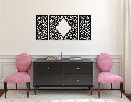 AŻUROWY TRYPTYK DEKORACYJNY, CLEMENTINE, DEKORACJA ŚCIENNA 3D, WŁOSKI STYL, ORNAMENT,75 x 160 cm, ZŁOTY