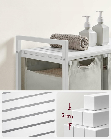 Biały kosz na pranie 114l Loft - Kosz na bieliznę 3 komory - VASAGLE BLH301W01