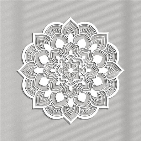 AŻUROWY PANEL DEKORACYJNY, MANDALA, KWIAT, DEKORACJA ŚCIENNA 3D, ORNAMENT, 60 cm, BIAŁY