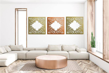 DEKORACYJNY PANEL AŻUROWY, FLOREALI, DEKORACJA ŚCIENNA 3D, ORNAMENT, DYPTYK, BIAŁY