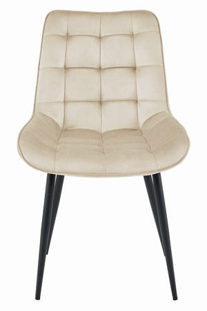Krzesło BERA z aksamitu - Beżowe krzesło tapicerowane z modnym pikowaniem