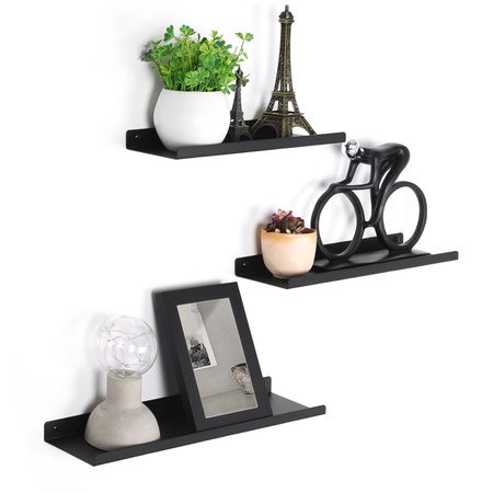 Czarne metalowe półki ścienne - Zestaw półek ściennych - SONGMICS LFS12BK