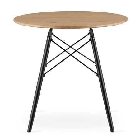 Okrągły stół jadalniany TODI 80cm - Stół w stylu skandynawskim z dębowym blatem