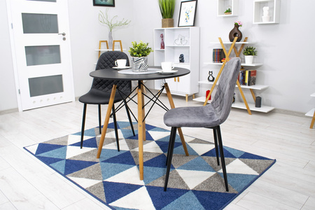 Tapicerowane krzesło ASTI - Ciemnoszare, welurowe krzesło z ozdobnym pikowaniem