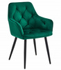 "Krzesło JORK - ciemna zieleń aksamit / nogi czarne x 2"