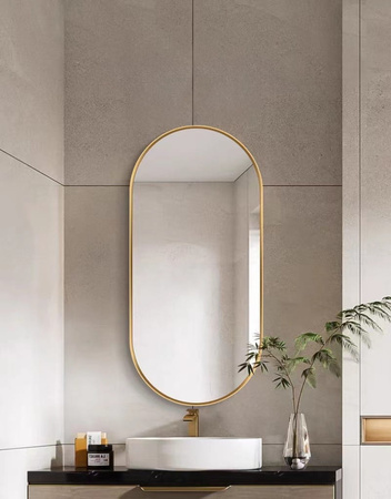 Owalne lustro w złotej ramie 100x50cm SUPO - Ścienne lustro Scandi