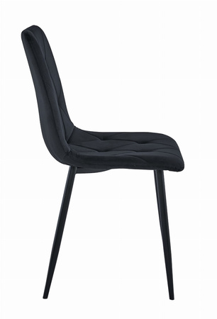 Czarne pikowane krzesła LIBRA (2 sztuki) - Tapicerowane krzesła na czarnych nogach