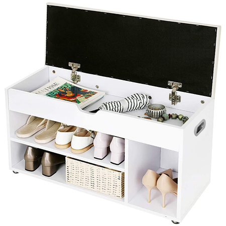 Biała szafka na buty z otwieranym siedziskiem - Siedzisko do przedpokoju - VASAGLE LHS30W