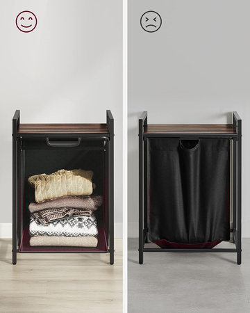 Czarny pojemnik na pranie z regałem - Wolnostojący kosz na bieliznę - VASAGLE BLH101B01