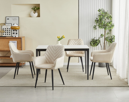 "Krzesło NANA - beż aksamit / nogi czarne x 2"