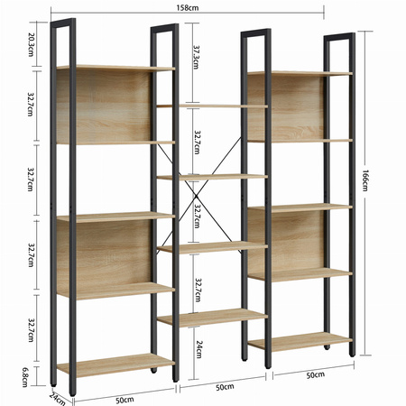 Duży regał do salonu Loft - Biblioteczka - Półka na książki (Dąb Sonoma) VASAGLE LLS107B11