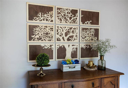 DEKORACYJNA, AŻUROWA MOZAIKA, TREE OF LIFE, 9 CZĘŚCI, BEJCA