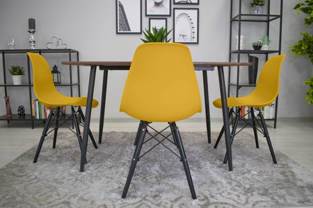 Krzesła OSAKA z tworzywa - Na czarnych nogach, musztardowe krzesła kuchenne (zestaw 2)