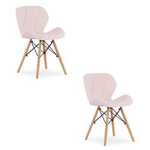 Zestaw tapicerowanych krzeseł z eko skóry LAGO - Różowe krzesła do jadalni x2