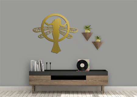 Dekoracyjny panel ażurowy, SECESJA, WOMAN DRAGONFLY, Dekoracja ścienna 3D, Ornament, ZŁOTY