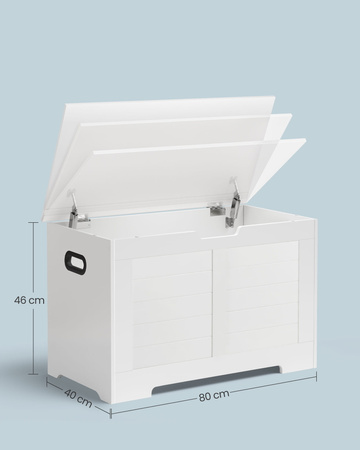 Biały ozdobny kufer drewniany - Skrzynia drewniana schowek - VASAGLE LSB063T14