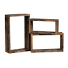 Kwadratowe półki na ścianę CUBE - Brązowe półki ścienne 3 sztuki - VASAGLE LWS094X01