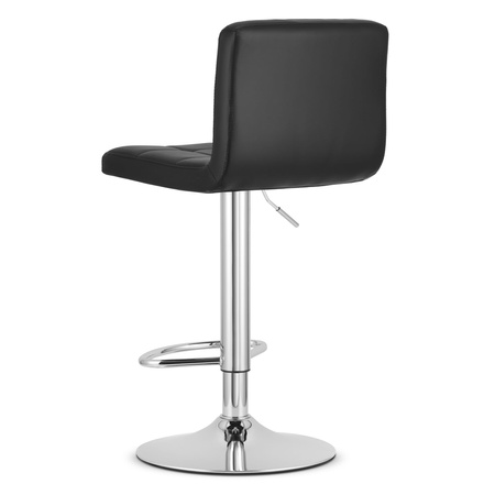 Krzesła barowe z ekoskóry PROT - Czarne hokery z oparciem i podstawą chrom (zestaw 2)