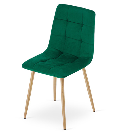 "Krzesło KARA - ciemna zieleń aksamit / nogi kolor drewna x 1"
