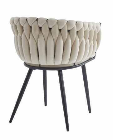 Welurowe krzesło tapicerowane glamour ORION - Beżowe krzesło Warkocz z aksamitu