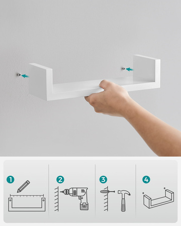 Białe wiszące półki ścienne - Zestaw 3 półek ściennych - SONGMICS - LWS40WT