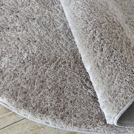 Dywan okrągły puszysty typu shaggy ciemny beż Kamel Koło Latte Ecru 100 cm