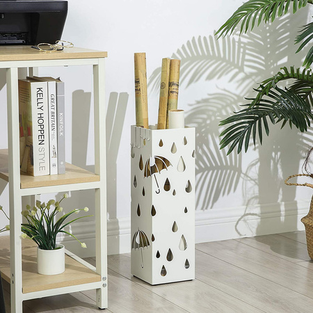 Metalowy parasolnik - Biały nowoczesny stojak na parasole - SONGMICS LUC49W