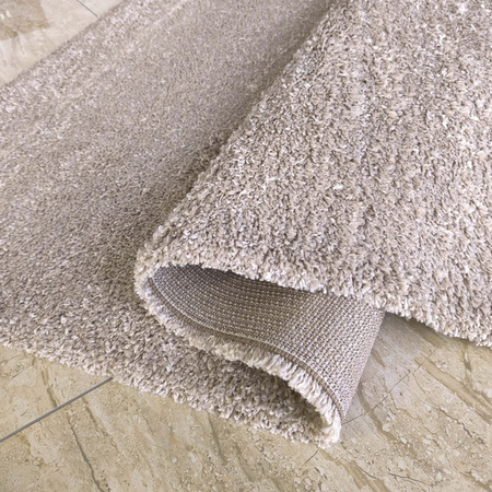 Beżowy dywan Shaggy 80x150 / Santo - Jasny włochacz, gruby dywan z długim włosiem