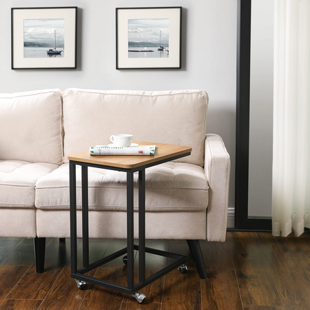 Boczny stolik do kanapy - Mobilny stolik pomocniczy na kółkach (Dąb Sonoma) VASAGLE LNT050B11