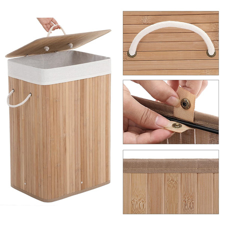 Bambusowy kosz na pranie 72l - Kosz na bieliznę - SONGMICS LCB10Y