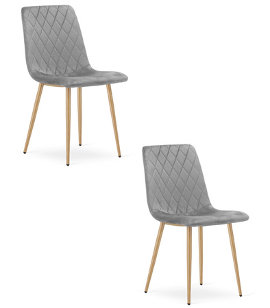 "Krzesło TURIN - jasny szary aksamit / nogi kolor drewna x 2"