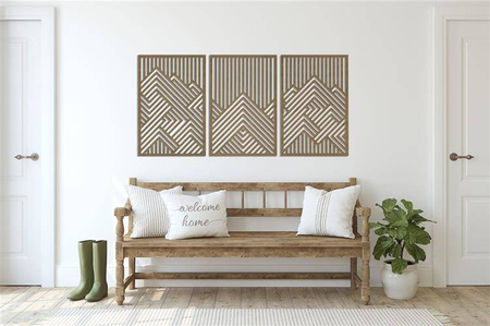 3D DEKORACYJNE PANELE GEOMETRYCZNE, NOWOCZESNA DEKORACJA ŚCIENNA, BEJCA