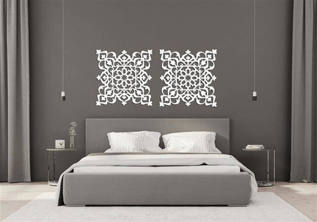 AŻUROWY PANEL DEKORACYJNY, STYL MAROKAŃSKI, DEKORACJA ŚCIENNA 3D, ORNAMENT, DYPTYK, CZARNY