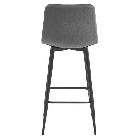 Ciemnoszary hoker POZZA - Tapicerowany, wysoki stołek barowy z oparciem
