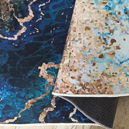 Dywan poliestrowy nowoczesny marmurowy niebieski Horeca-New 111 60x100 cm