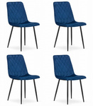 Granatowe krzesła do jadalni TURIN (4 sztuki) - Tapicerowane krzesła z aksamitu