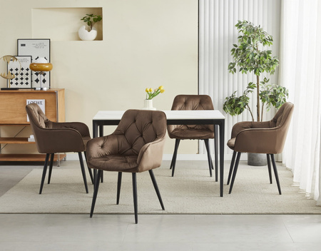 "Krzesło JORK - brąz aksamit / nogi czarne x 2"