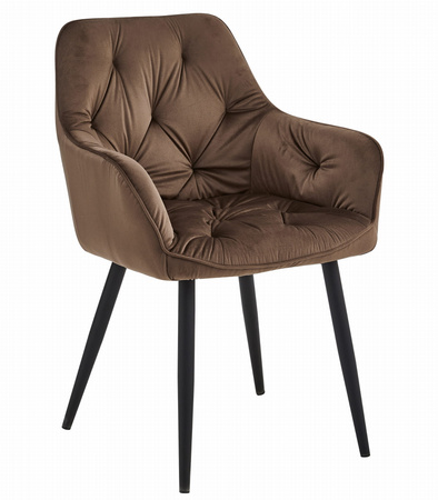 "Krzesło JORK - brąz aksamit / nogi czarne x 2"