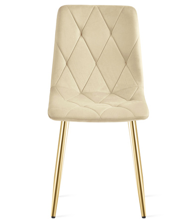 "Krzesło LIBRA - jasny beż aksamit / nogi kolor złoty x 3"
