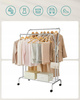 Stojący wieszak na kółkach z półką - Podwójny stojak na ubrania - SONGMICS HSR107E01
