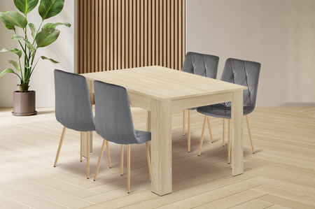 "Zestaw stół NP 120x80 Dąb Sonoma + 4 krzesła LIBRA szare"