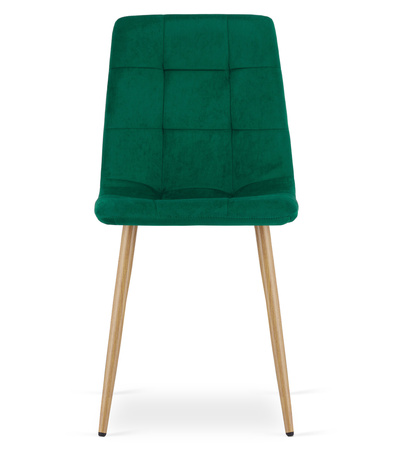 "Krzesło KARA - ciemna zieleń aksamit / nogi kolor drewna x 4"