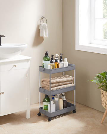 Szary regał na kółkach - Wózek półka na kółkach (3 półki) - SONGMICS KSC009G01